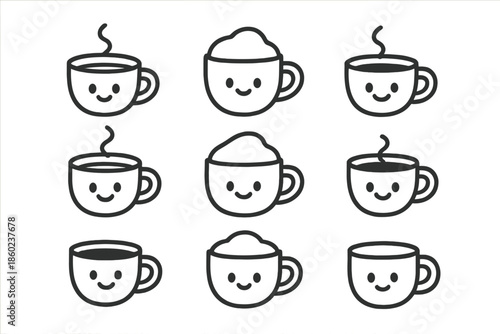 Cute Kawaii Coffee Cups with Faces