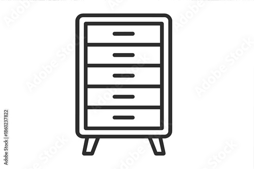 Drawer cabinet with tapered legs icon
