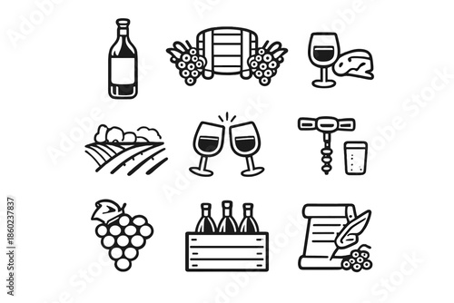 Wine Icon Set