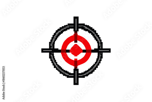 Pixelated crosshair with red target on a gradient background