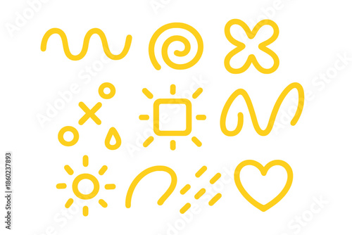 Yellow Neon Shapes on Gradient Background