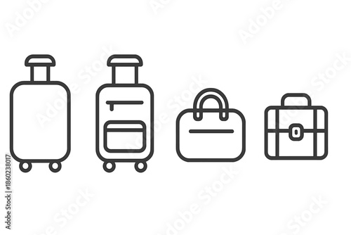 Set of four travel luggage icons