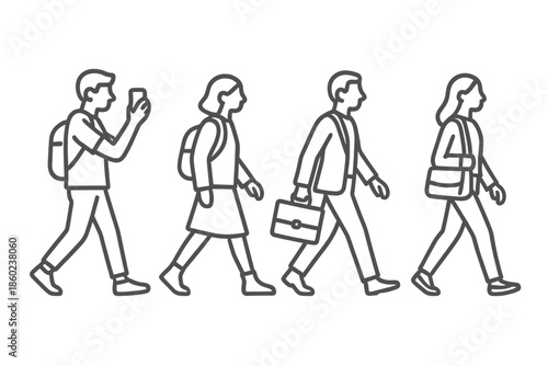 Diverse group of people walking
