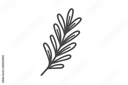 Minimalist line art of a rosemary sprig on a gradient background