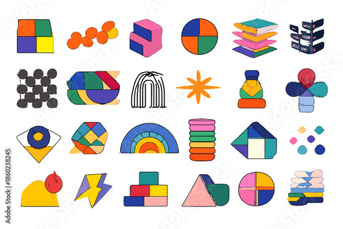 Abstract Geometric Shapes with Vibrant Colors