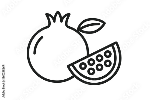 Pomegranate Outline Icon