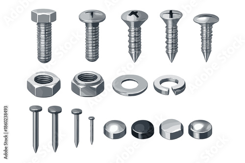 Collection of Metal Fasteners and Hardware