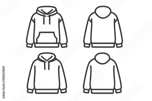 Four hoodie icons on a grey background