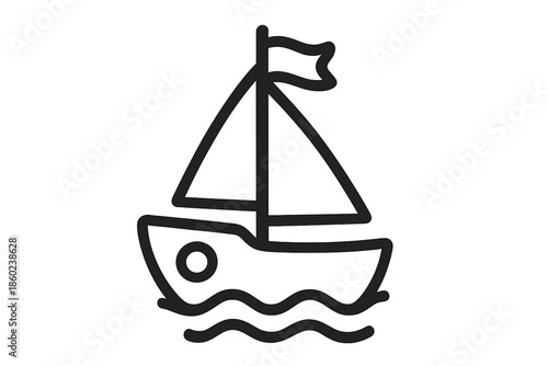 Simple line drawing of a sailboat on wavy water