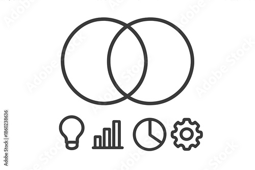 Interlocking circles with business icons