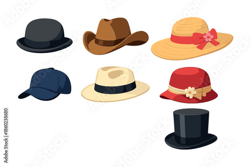 Collection of various hats.