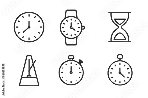 Collection of time-related icons on a gradient background