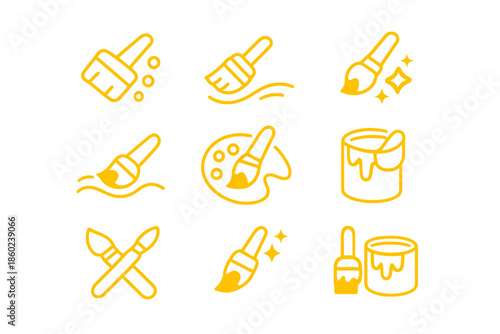 Yellow Neon Painting and Art Icons