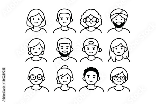 Diverse Avatar Icon Set on Yellow Background