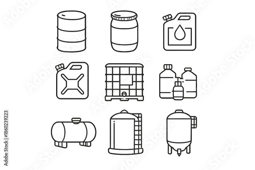 Collection of industrial containers icons