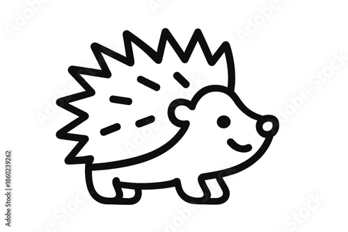 Cute Hedgehog Icon with Shadow Effect