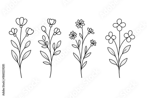 Minimalist line art floral arrangement