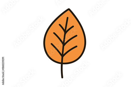 Autumn leaf icon with shadow on gradient background