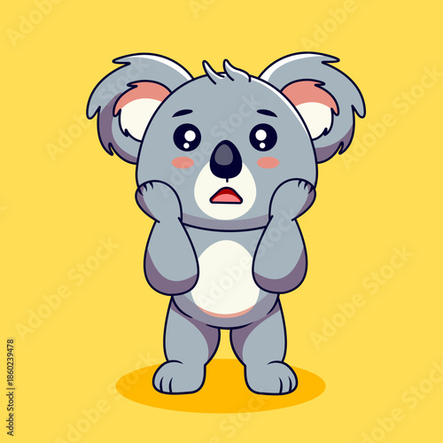Cute Koala Looking Shocked Vector Illustration Cartoon Design Kawaii