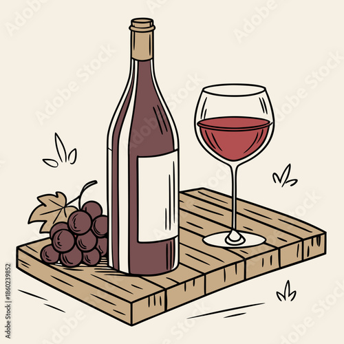 wine bottle and glass