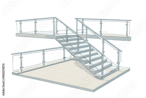 Modern Staircase with Glass Railings
