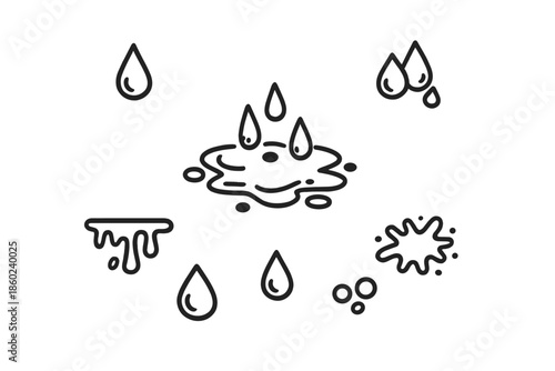 Water drops and splatters icons