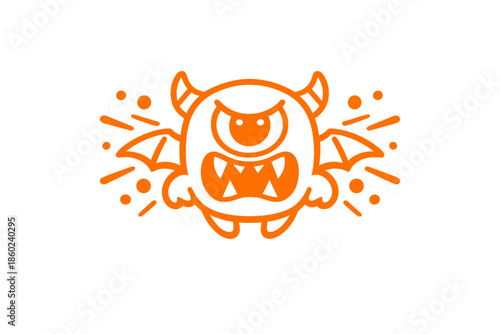 Scary Monster with Wings and Horns