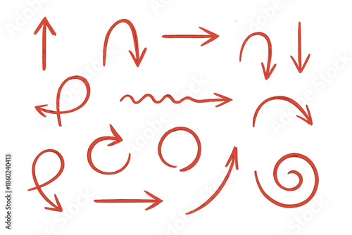 Red Neon Arrows and Shapes on Dark Background