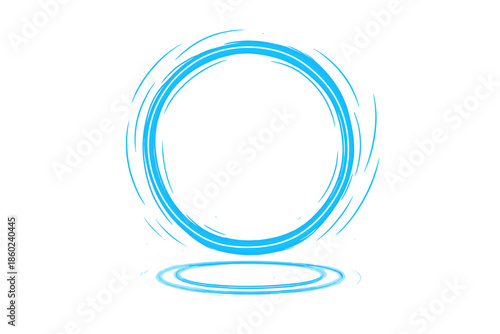 Glowing Blue Neon Ring Portal