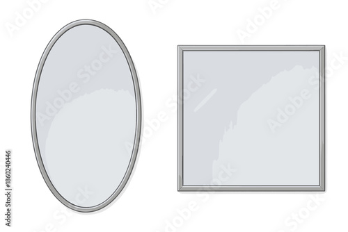 Oval and rectangular mirrors on a textured background