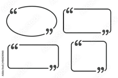Four speech bubble quote boxes with gradients on a gray background