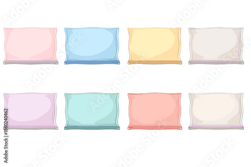 Eight glowing translucent rectangles with blurred background
