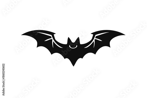 Black Bat Silhouette with Stylized Wings