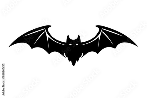 Black Bat Silhouette on Gray Gradient Background
