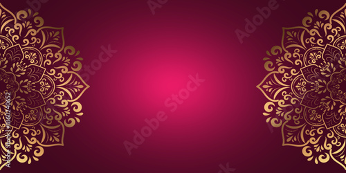 Luxury golden mandala design with intricate floral and paisley patterns.