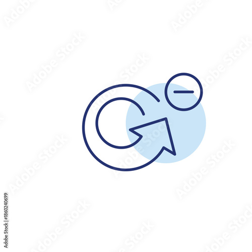 Renew arrow and minus. Cancel renewal, no recycling available. Pixel perfect, editable stroke vector icon