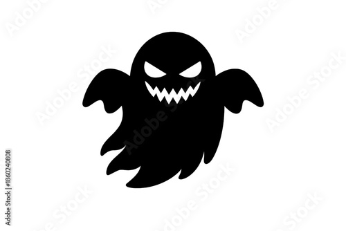 Black ghost silhouette on a yellow background with a gradient glow