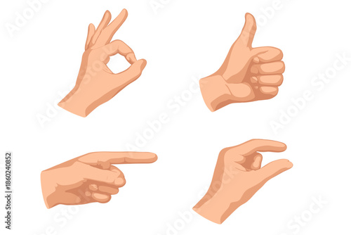 Collection of hands showing different gestures