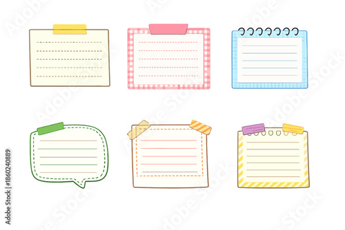 Collection of cheerful sticky notes with light effects