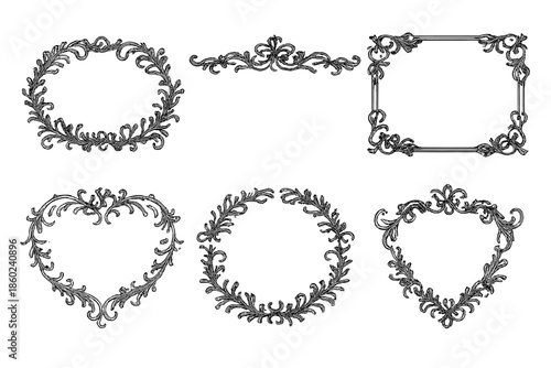 Ornate vintage frames and decorative elements