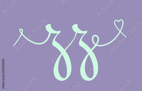 ZZ initial wedding monogram calligraphy vector illustration. Hand drawn lettering z and z love logo design for valentines day poster, greeting card