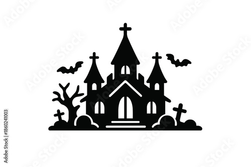 Halloween Haunted Church Silhouette