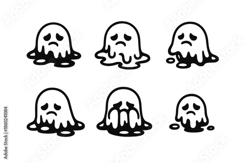 Sad Ghosts on Yellow Background