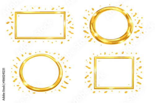 Golden Frames with Sparkles on a Textured Background