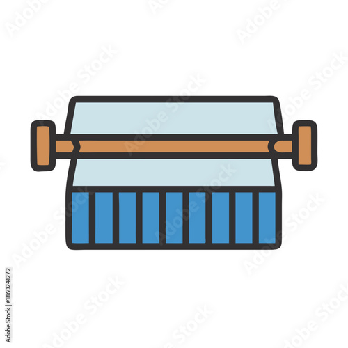 Stylized window covering icon with minimalist design on black