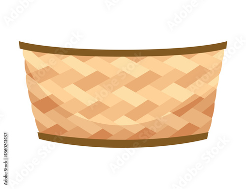 Baskets autumn for harvest, icon. co basket for grocery products. Wicker basket with isolated on white. Cartoon flat vector illustration
