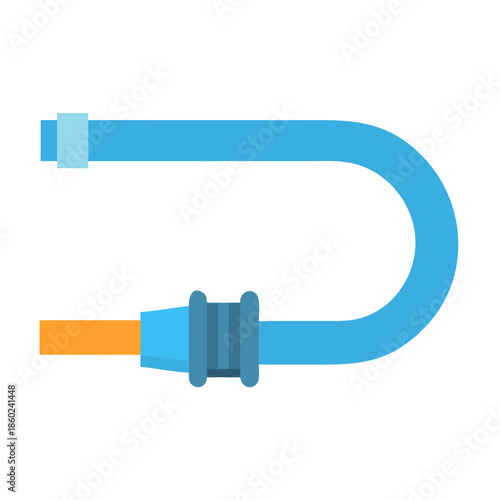 Blue hose illustration with orange detail against black background