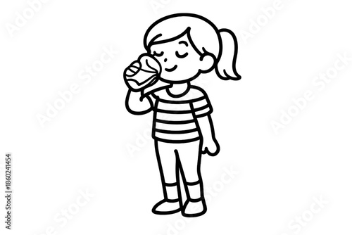 Cartoon girl drinking from a glass