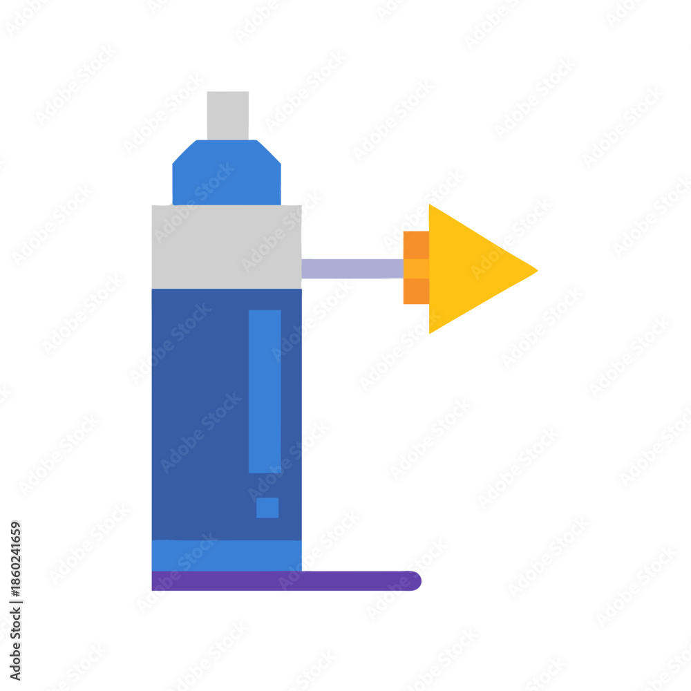 Fototapeta premium Blue bottle propelling a yellow arrow, flat vector design