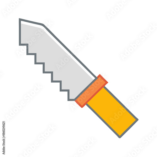 Illustration of a hand saw on a black background
